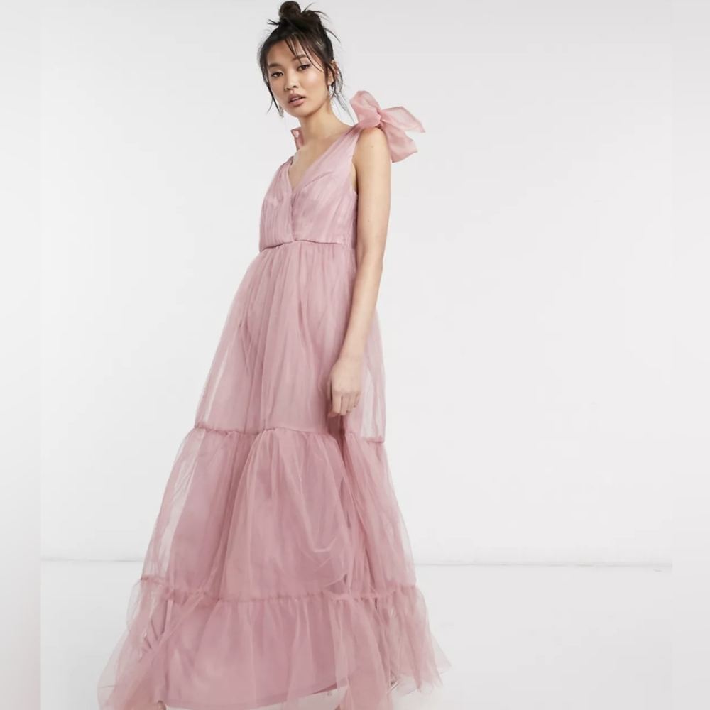 ASOS tulle bow tie tiered maxi dress - never worn before